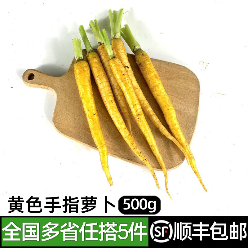 新鲜黄色手指胡萝卜500g 西餐蔬菜去叶小胡萝卜沙拉菜 满5件包邮