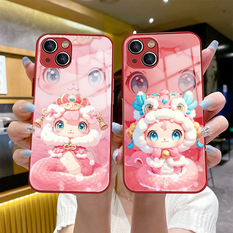 蛇年金属漆玻璃手机壳