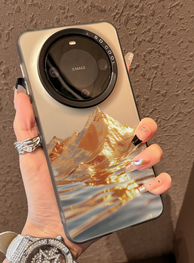 适用华为mate60pro手机壳新款mate70金色山脉meta70pro高级感mete50全包防摔创意男mt40渐变磨砂pro+小众女款