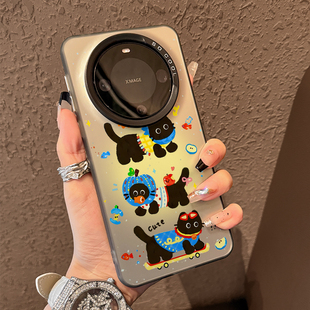 可爱创意 女款 适用于华为mate60pro手机壳新款 卡通黑猫mate70高级感外壳mete50硅胶保护套m40全包防摔70pro