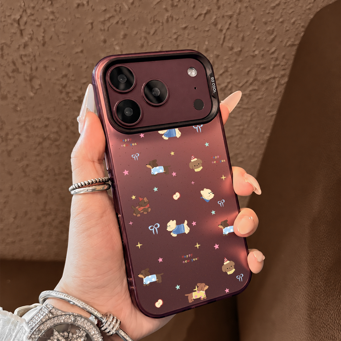 适用苹果18pormax手机壳新款iPhone18pro硅胶17pro小狗波点16pro卡通可爱15高级感女款14全包防摔保护套红色