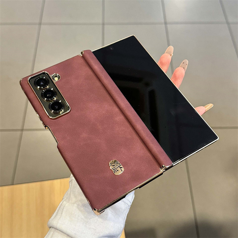 悦皇适用于双中轴全包边保护三星zfold7折叠手机壳zfold6商务皮纹翻盖防摔保护套zfold5/w26/w24磁吸w25后壳