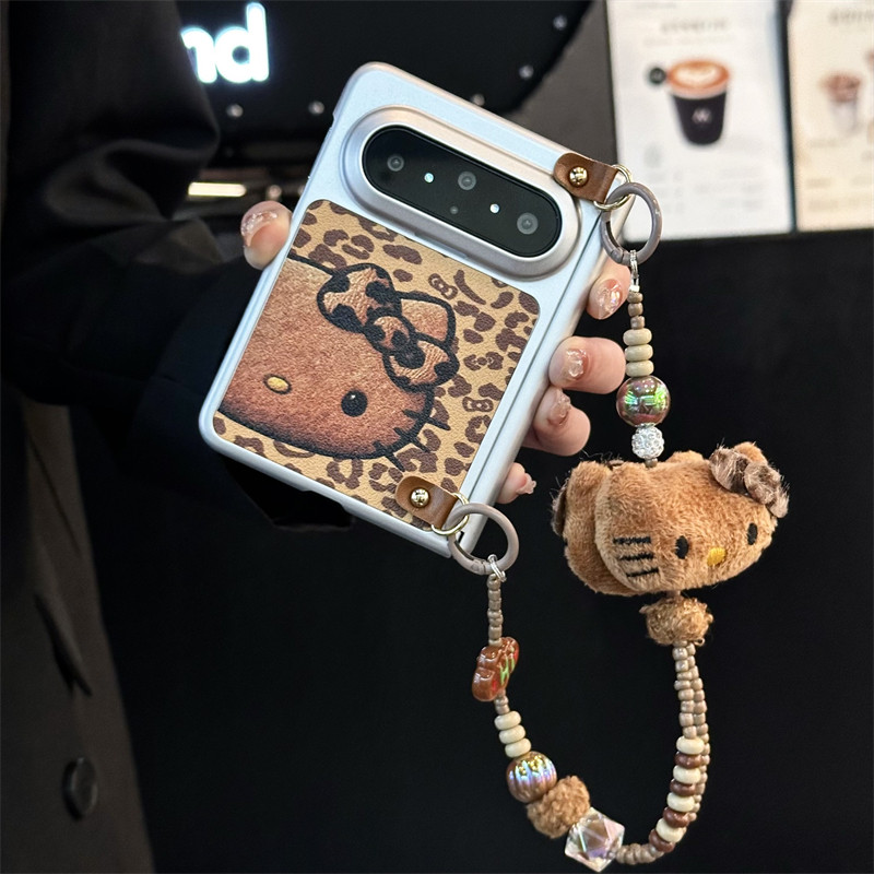 悦皇铰链全包双中轴豹纹适用于华为PuraXMax阔折叠屏手机壳斜跨背带挂绳puraxmax翻盖秋冬复古保护套毛绒手提