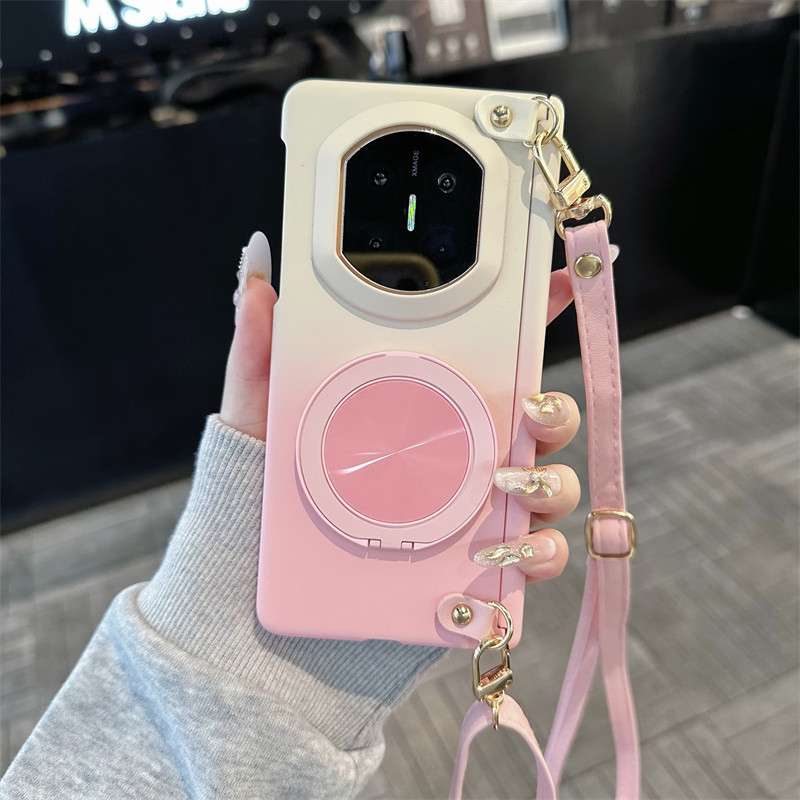 悦皇旋转支架中轴磁吸适用于华为matex7折叠手机壳全包puraxmax撞色XTS保护套matex6斜挎挂绳手提matex5/x3壳