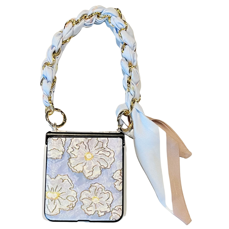 悦皇玫瑰花纹适用于OPPOFind N3 Flip手机壳斜挎挂绳oppo小折叠FindN2Flip铰链全包轴翻盖防摔保护套n3丝巾绳