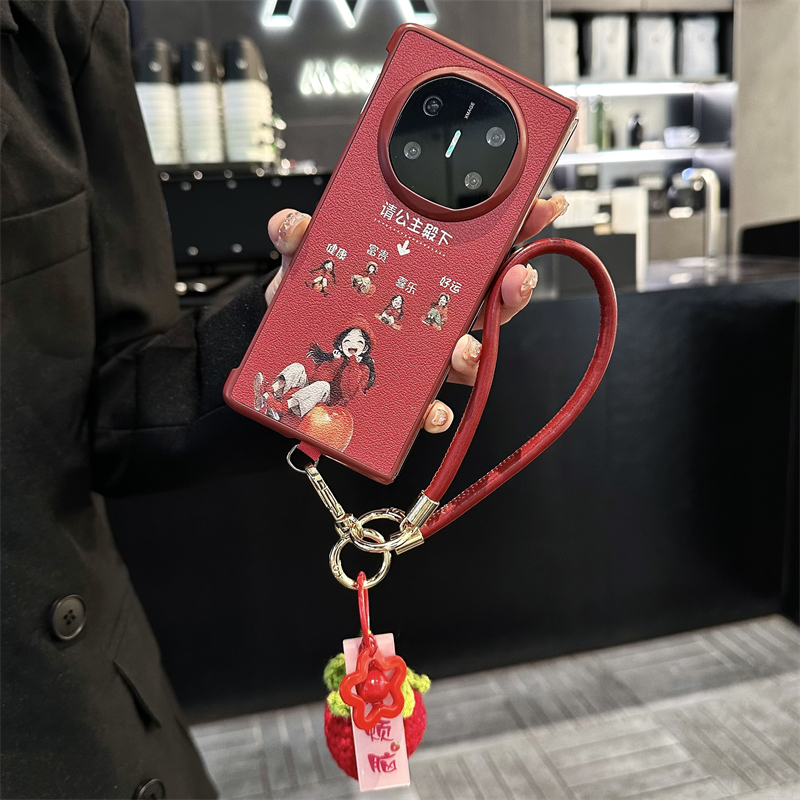 新年喜庆菱格小富婆折叠手机壳