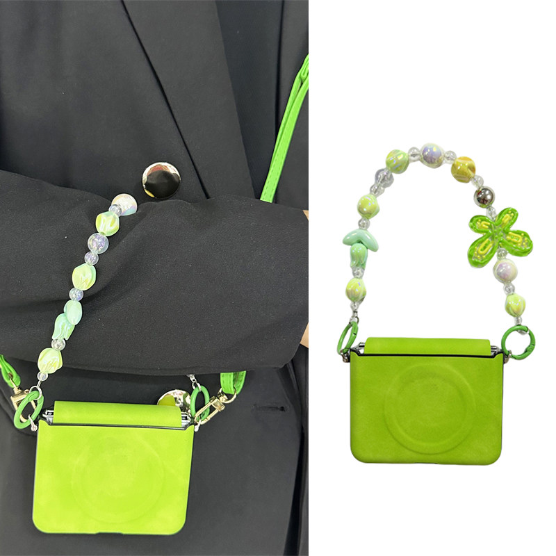 悦皇小清新蝴蝶手链适用于三星zflip7折叠手机壳绿磁吸zflip6全包中轴翻盖防摔保护套zflip5/4斜挎绳w26/w24