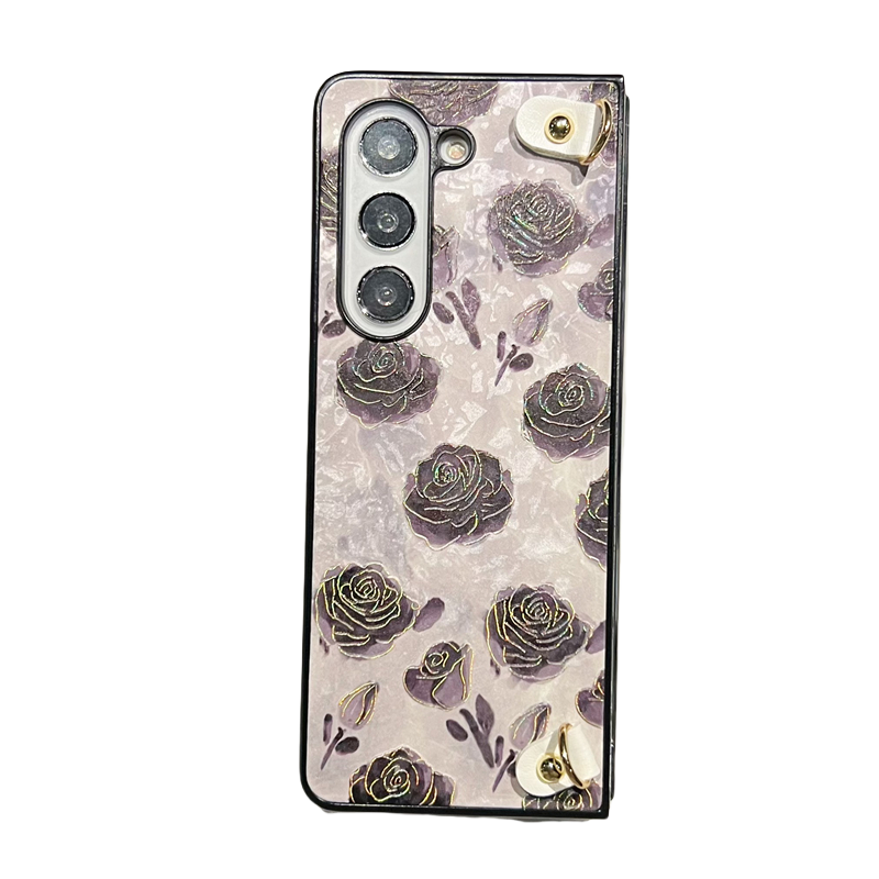 悦皇适用于三星zfold6折叠手机壳斜跨挂绳zfold5翻盖防摔全包w24丝巾手提matex5高档油画玫瑰花zfold4手机套