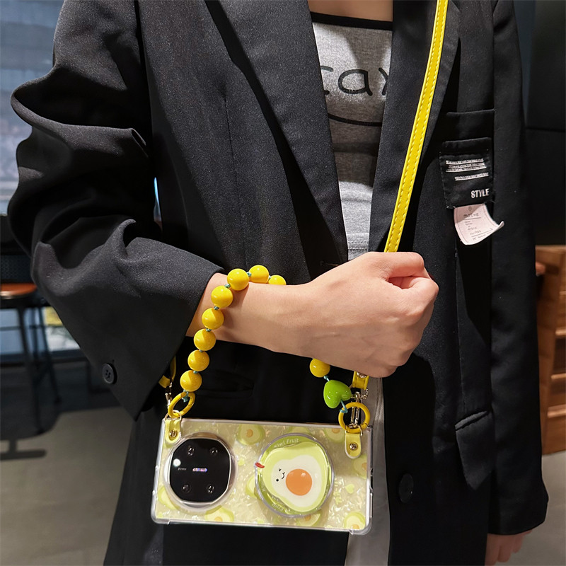 斜挎带挂绳牛油果支架折叠手机壳