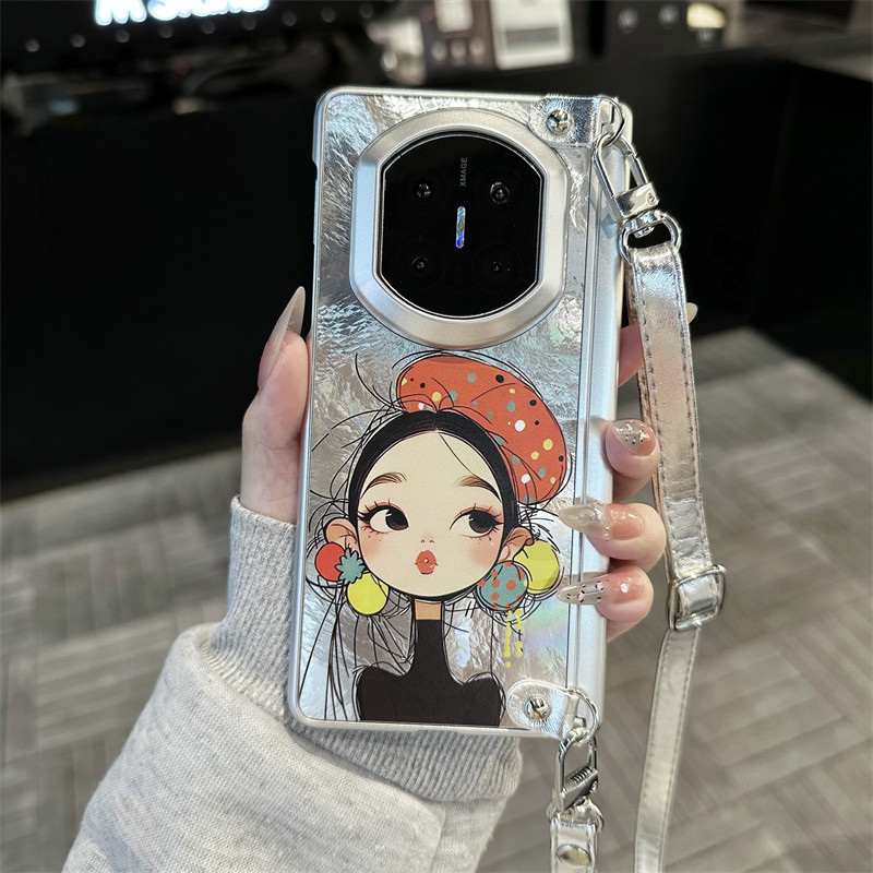 时尚女孩全包中轴折叠手机壳斜挎
