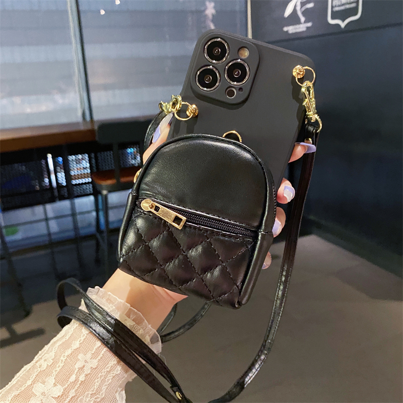 插卡零钱包手机壳斜挎挂绳