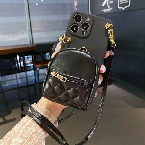 插卡零钱包手机壳斜挎挂绳