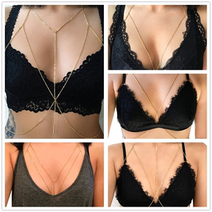 欧美新款锁骨腰链一体身体链胸链辣妹蹦迪夜店比基尼饰品项链