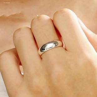 冷淡风情侣戒指银色光面素圈闭口可个性时尚个性简约情侣对戒一对