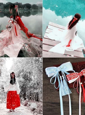 复古风大蝴蝶结流苏飘带