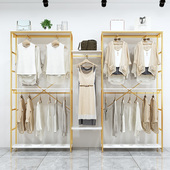 童装 双层高档男女装 货架中岛架陈列挂衣架 店展示架金色落地式 服装