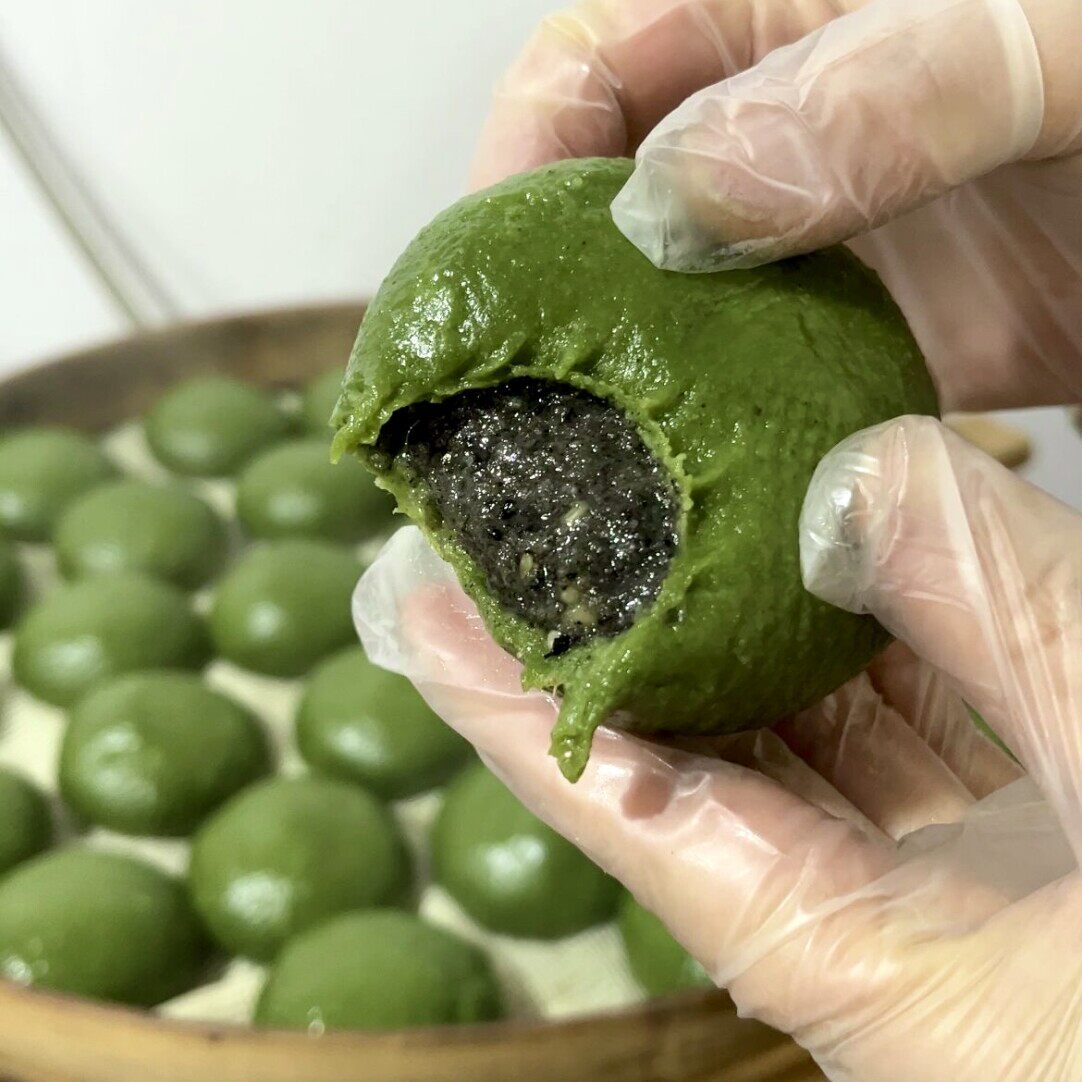 新鲜艾草制作宁波青团艾叶粑粑糯叽叽芝麻豆沙雪菜清明粿春季粘食