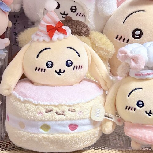 日本正版chiikawa乌萨奇垂耳兔生日蛋糕公仔吉伊小八甜筒娃衣玩偶