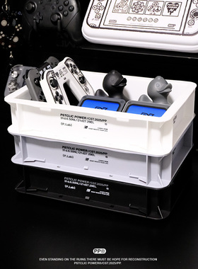 收纳盒潮牌工业风塑料桌面美式咖啡卧室露营杂物整理户外收纳篮