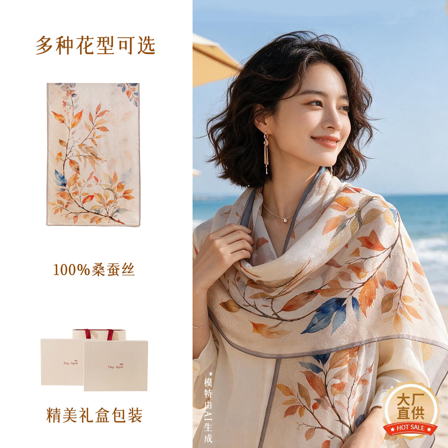 国庆节真丝丝巾礼盒长辈妈妈礼物