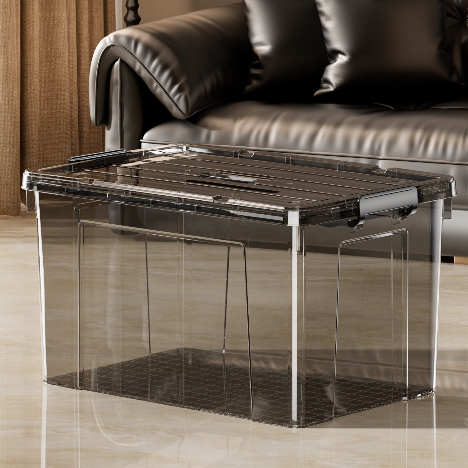 透明收纳箱加厚塑料大容量储物箱家用杂物衣服被子整理箱带轮箱子