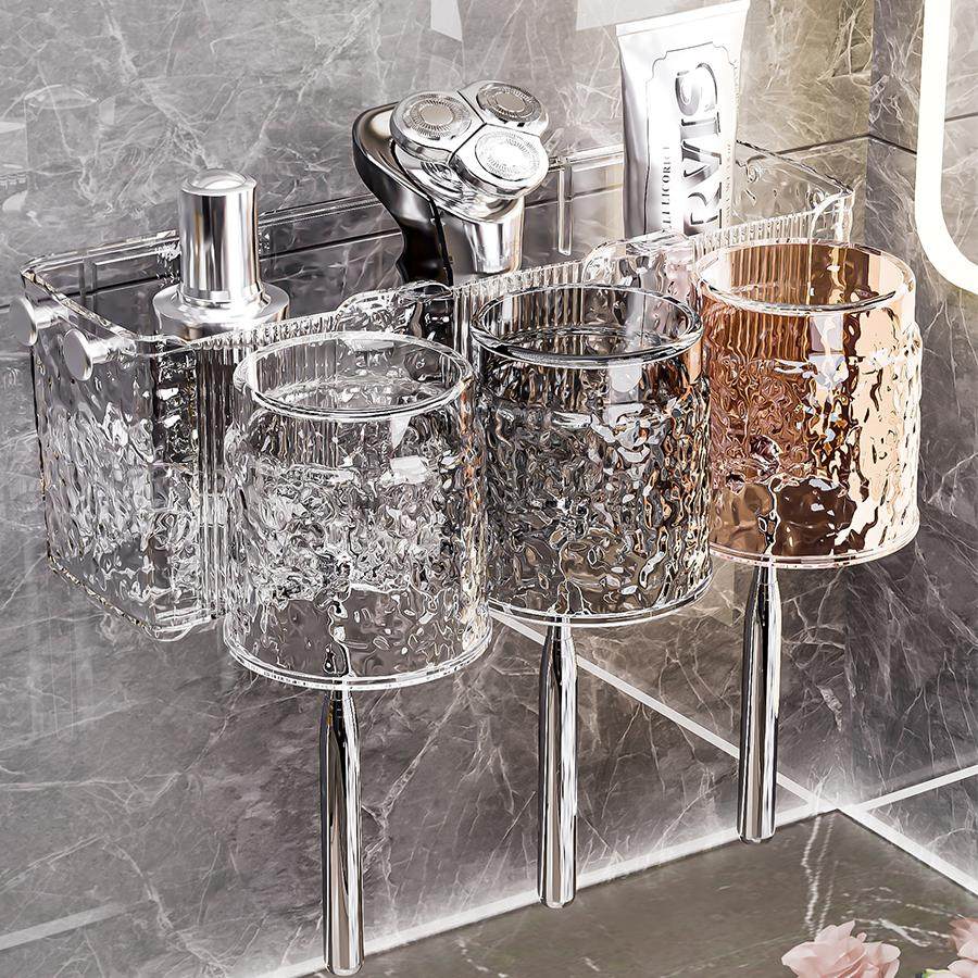 轻奢牙刷置物架高级感2024新款壁挂式卫生间牙杯牙膏多功能收纳架