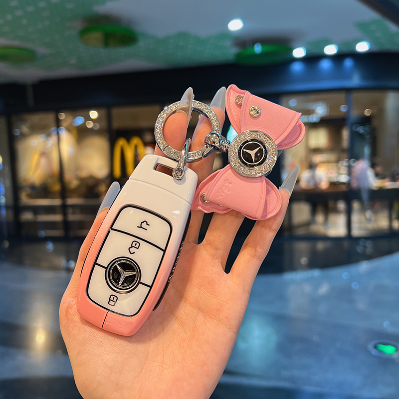 适用奔驰e300l钥匙套c260l车a200l女c男glc gla gle350扣glb220壳