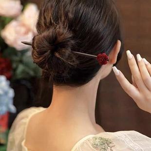 喜婆婆头上戴的花女士盘头花喜婆婆头饰高端结婚妈妈盘头发饰发簪