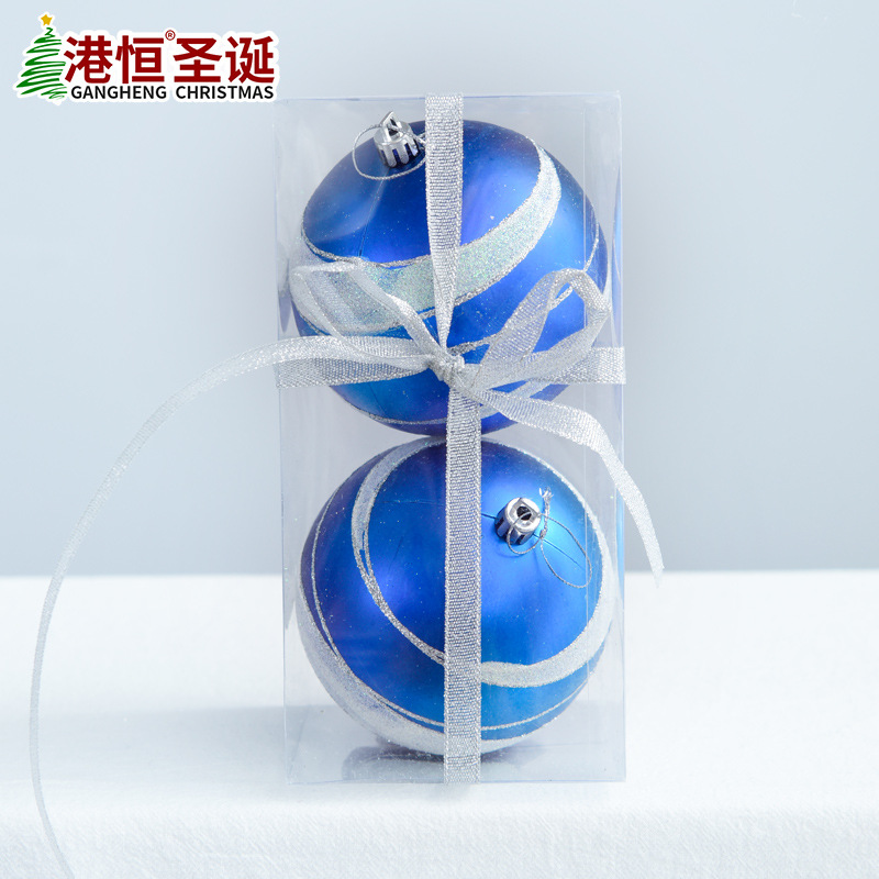 哑光圣诞球10CM彩绘蓝色