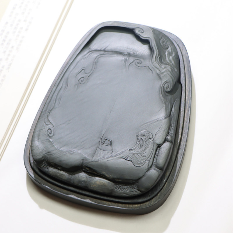 非遗歙砚龙尾山四大名坑眉子坑眉纹砚台陆羽品茗发墨如油孤品一图一物
