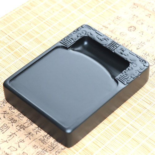 中国歙砚双龙戏珠砚发墨如油