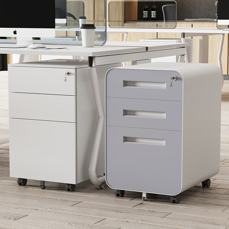 办公室桌下移动矮柜铁皮文件柜储物柜带锁抽屉柜收纳小柜子活动柜