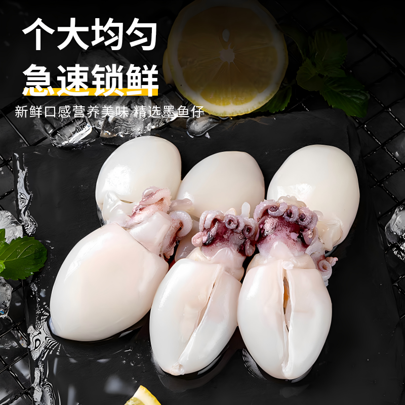 墨鱼仔450g冷冻生鲜半成品火锅食材新鲜冰冻小墨鱼整箱商用