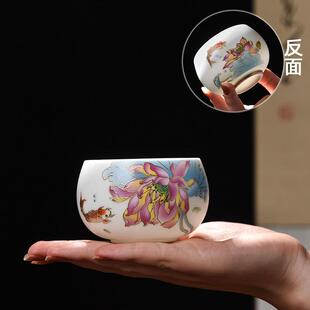 善简羊脂玉主人杯单杯家用品茗杯陶瓷白瓷功夫茶具纯手工个人茶杯