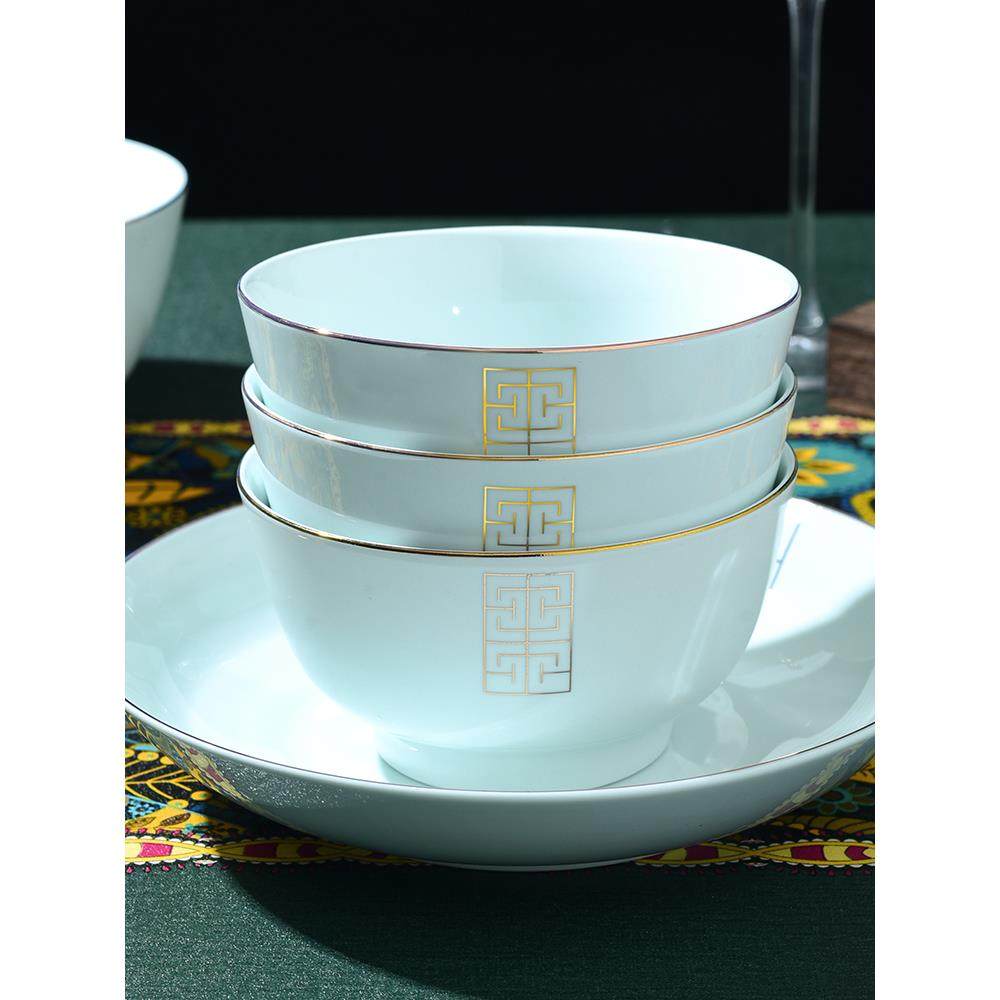 玉珑1992青瓷简中家用陶瓷米饭碗面碗汤碗盘子5.5寸碗轻奢简约风,餐饮具,碗,淘宝优惠券,粉丝福利购,淘宝优惠卷