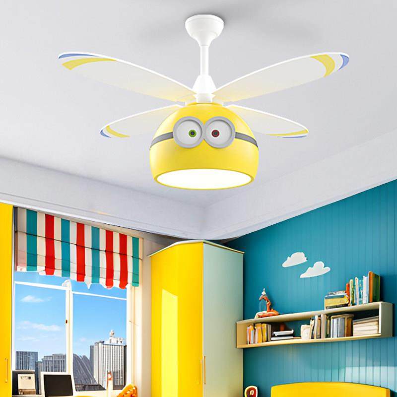 2025新款卡通风扇灯儿童房灯电风扇吊灯女孩卧室灯一体小孩房灯美