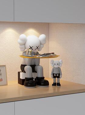 轻奢暴力熊公仔高档客厅玄关入户门口钥匙收纳托盘家居装饰品摆件