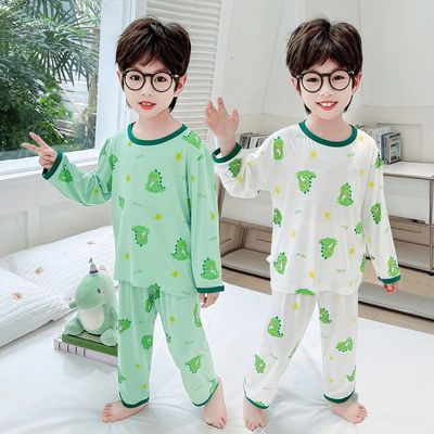 儿童睡衣男孩2025新款男童莫代尔套装宝宝春秋长袖家居服薄款透气