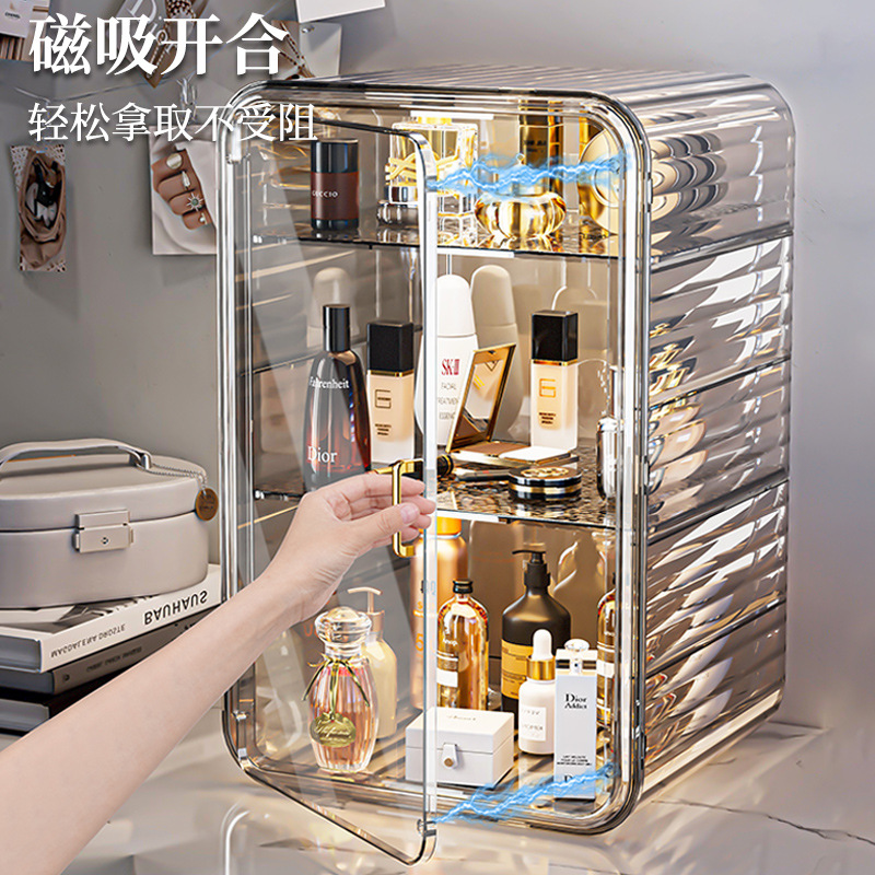 亚克力化妆品置物架护肤品收纳箱杯架防尘整理桌面收纳盒塑料透明