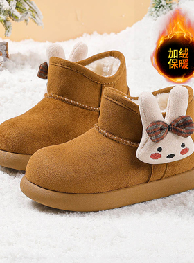 Miffy米菲童鞋女童加绒加厚短筒棉鞋冬季儿童保暖厚底高筒雪地靴