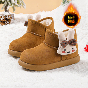 Miffy米菲童鞋女童加绒加厚短筒棉鞋冬季儿童保暖厚底高筒雪地靴
