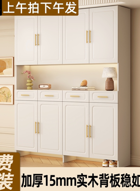 实木入户高柜多层超大鞋柜家用玄关柜一体超大容量门口柜子包安装