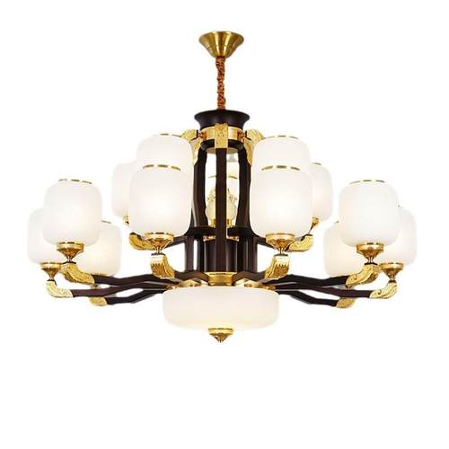 新中式胡桃木客厅吊灯奢华大气复式楼别墅楼梯跃层中空大厅灯具