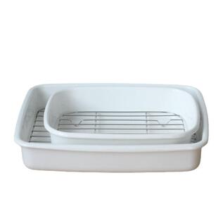 加厚卷边搪瓷盘厨房收纳盘冰箱带盖保鲜盒备菜盘沥油盘烤盘