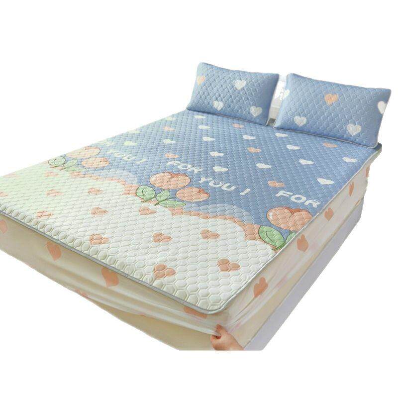 夏季乳胶冰丝凉席床笠三件套印花卡通单人学生宿舍床单床罩