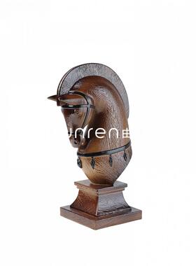 欧式高档家居复古马头摆件酒柜装饰品客厅玄关摆件动物树脂工艺品