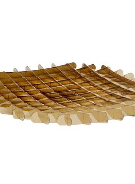 简约轻奢金属圆形华夫网格果盘托盘摆件样板房餐厅客厅托盘装饰品