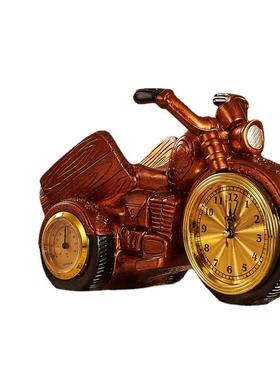 欧式摩托车钟表红酒架树脂工艺品客厅桌面酒柜家居装饰品厂家