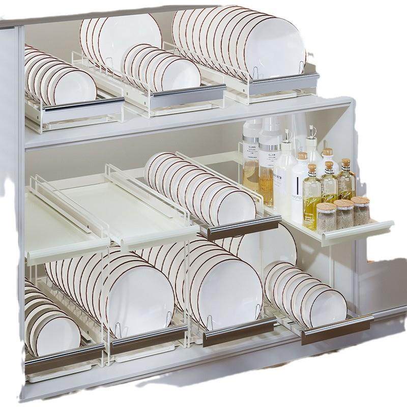 不锈钢抽拉式碗碟收纳架厨房碗盘架橱柜拉篮抽屉式盘子沥水置物架,厨房/烹饪用具,抹布架/厨房清洁收纳架,淘宝优惠券,粉丝福利购,淘宝优惠卷