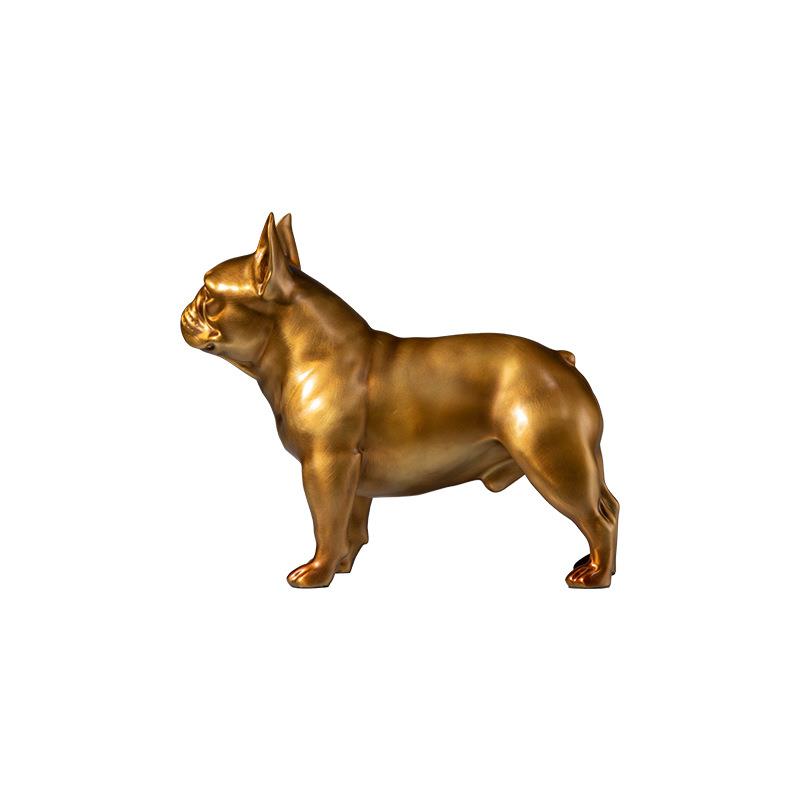 铜艺坊法斗萌犬黄铜狗摆件工艺品壁龛玄关电视柜桌面彩铜器装饰品